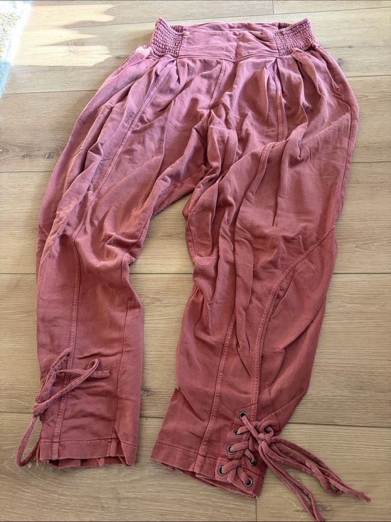 Free People Pants - Free People Rust Pink Lace-Up Harem Pants